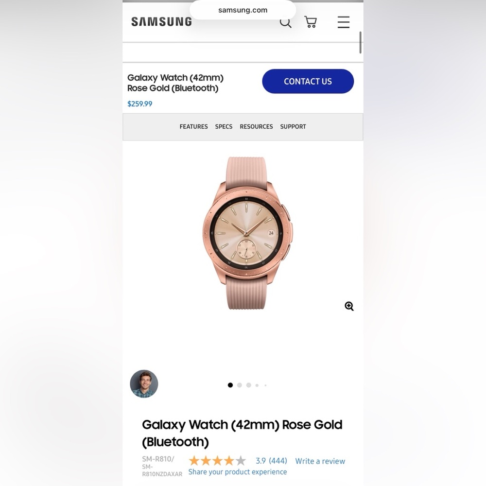 Samsung Galaxy Watch (42mm, GPS, Bluetooth) – Rose Gold, SM-R810NZDAXAR